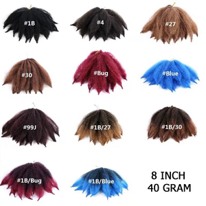 Synthétique Crochet Cheveux Bouclés Extension 8 Pouces Ombre Tressage Cheveux Afro Crépus En Vrac Twist Tresses <span class=keywords><strong>Noir</strong></span> <span class=keywords><strong>Blond</strong></span> Bundles - Product Image 6