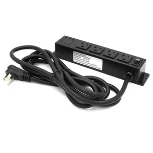 Cable de extensión de 4 salidas Enchufe de 3 pines para EE. UU. Protección infantil Tira de alimentación TR empotrada con interruptor de encendido/apagado enchufe eléctrico