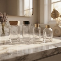 Flacon de parfum carré de luxe en verre transparent, 100ml, 130ml, 200ml, vide, pour diffuseur à bâtonnets, aromathérapie et parfum d'ambiance, vente en gros