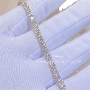 Bracelet tennis pour femme en or plaqué, serti de moissanite DEF VVS taille ronde classique de 2 mm à 6 mm, idéal comme cadeau de mariage - Product Image 3