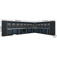 Nouveau système d'armoires de garage/établis combinés en acier bleu et noir, grand format, professionnel, en métal, pour rangement et poste de travail