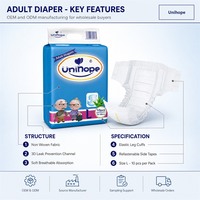 Couches jetables pour adultes en tissu non tissé, anti-fuites 3D, douces, respirantes, absorbantes, OEM ODM, vente en gros