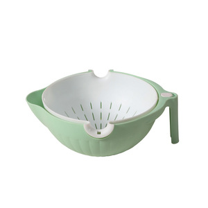 Cesta de Plástico de Doble Capa WHY318 para Lavar Frutas y Verduras, Colador de Cocina, Escurridor de Alimentos - Product Image 2