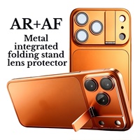 Protection d'objectif d'appareil photo ultra-fine anti-rayures en métal et verre trempé avec béquille escamotable intégrée pour 17 18 Pro/Pro Max