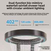 Ensemble de douche mural cascade moderne noir mat extra-large avec éclairage LED et pommeau de douche pressurisé