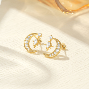 CANNER Vente en gros – Nouvel ensemble de boucles d'oreilles simples en argent sterling S925 avec étoile, lune, perle, nœud, pierre de lune et zircon 5A - Product Image 5