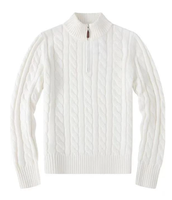 Pull d'hiver personnalisé pour homme 100% coton avec logo brodé, fermeture éclair et col brodé Logoza, tricot torsadé