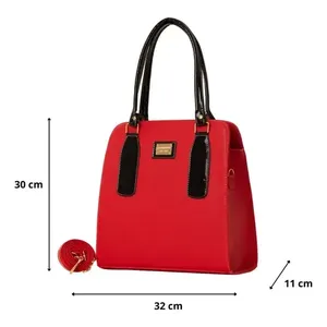 Bolso de mano Fana Cruz con estampado de serpiente roja para mujer, gran capacidad, dos asas, estilo informal, bolso de cuero M3872 - Product Image 3