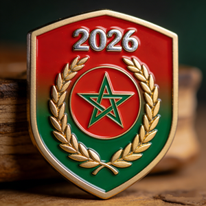 Pin Esmaltado Conmemorativo del Campeón de <span class=keywords><strong>Marruecos</strong></span> 2026, Atlas Lion Climbs to the Top Again, con Color y Plateado Personalizados - Product Image 2