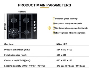 OEM ODM High Quality Tempered Glass Cooking <b>Stove</b> Built-In 4 Burner Gas Cooktop With CE Certificate - Product Image 3