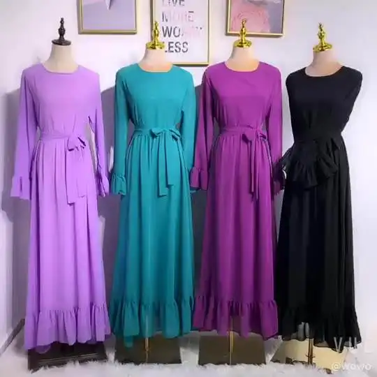 Nieuwe Collectie Chiffon Ramadan Islamitische Kleding Dubai Feest Avond Abayas Maxi Jurken Voor Vrouwen