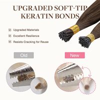 Extensiones de Cabello I-Tip, Cabello Humano Remy Real de 18 Pulgadas y 100g, Micro Bead Bonding Invisible, Color Negro Intenso