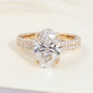 Anillo de Compromiso y Matrimonio Twinkle Jewelry, Oro Sólido de 14K, Diamante de Laboratorio, Diseño Clásico, 3CT, Certificado IGI, Corte Ovalado HPHT CVD - Product Image 2