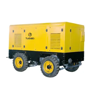 Compressor de ar de parafuso giratório usado para mineração, motor diesel industrial de 424 Cfm 7 bar 93kW, portátil, para equipamento de perfuração