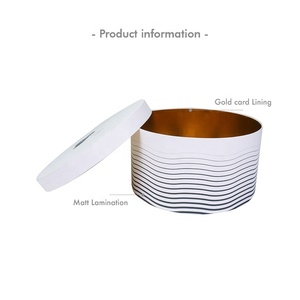 หมวกถังเก็บกล่องกระดาษพิมพ์โลโก้ที่กำหนดเองกล่องกระดาษสีขาวบรรจุภัณฑ์หมวกกลมบรรจุ - Product Image 6