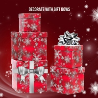 Jinbar Rote Weihnachts-Geschenkbox-Set mit Deckel Quadratisch Stapelbar Rot und Weiß Schneeflocke Zuckerstange Papier-Turm Dekoration