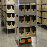 Chariot AGV, rayonnages de stockage pour chariot élévateur, étagère AMR pour système de véhicules à guidage automatique, chariot robot d'entrepôt avec emballage de palettes