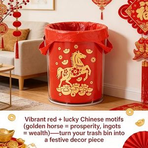 Huamaohengchun50Pcs Red Lucky Garbage Bags Sturdy Durable Large Thick <b>Plastic</b> Bags for Home, <b>Kitchen</b> and Office - Product Image 5