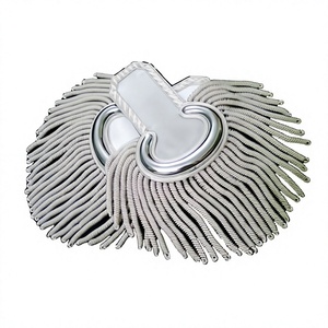 Écusson d'épaule brodé à coudre en toile, avec garniture à franges en fil d argent et mèche dorée, style vintage, personnalisable, pour uniforme et costume - Product Image 1