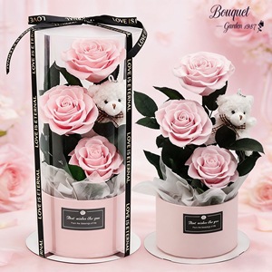 Coffret Cadeau Ours en Roses pour la Fête des Mères 2026 – Fleurs Éternelles Préservées Faites à la Main – Fournisseur d'Usine – Cadeau Idéal pour Maman - Product Image 3