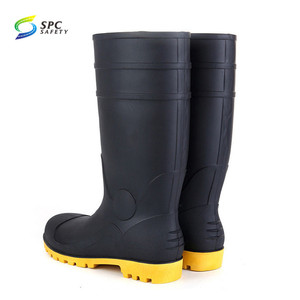 Midsole de punta de acero resistente a químicos, <span class=keywords><strong>Botas</strong></span> de lluvia protectoras para minería de construcción industrial, PVC, antiácido alcalino, negro, barato - Product Image 3