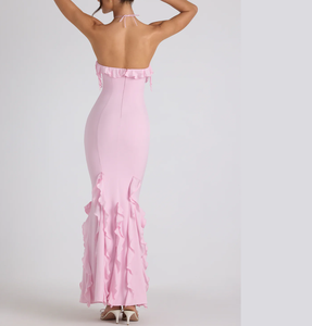 Robe d'été décontractée pour femme, ourlet irrégulier à franges, dos nu, sexy, fendue, club de <span class=keywords><strong>minuit</strong></span>, tricot naturel - Product Image 2