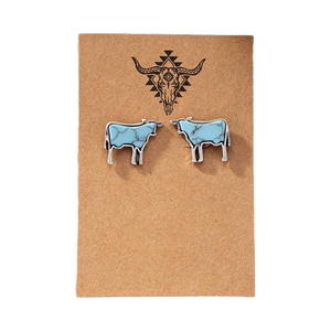 أقراط حيوانات مزرعة غربية أزرق فيروز ماعز خنزير حصان مواشي أعمدة معدنية-ملابس يومية أقراط عشيق صديقة للهدايا - Product Image 2