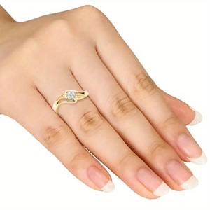 Anello da donna con accenti in pietra a forma di rombo, elegante gioiello da dito alla moda - Product Image 3