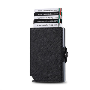 Casekey Wholesale Fashion Ultra Thin Saffiano Leather Credit Business Pop up Card Holder <b>Rfid</b> Blocking Mini Smart <b>Wallet</b> <b>for</b> <b>Men</b> - Product Image 1