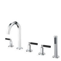 Robinet de baignoire et de douche moderne en laiton poli à 5 trous, avec mitigeur à double poignée, valve en céramique, jet de massage, design de qualité