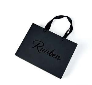 Wholesale <b>Black</b> Custom Paper <b>Bag</b> Cosmetics Clothing Packaging Shopping <b>Bag</b> Logo Printed Luxury Gift <b>Bags</b> for <b>Small</b> Business - Product Image 3