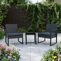 Joyeleisure Ensemble de 3 chaises en rotin et table basse en acier moderne pour balcon extérieur, cour et parc