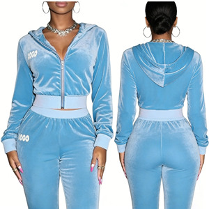 <span class=keywords><strong>Tuta</strong></span> da Jogging in <span class=keywords><strong>Velluto</strong></span> Y2K per <span class=keywords><strong>Donna</strong></span> 2026, Set 2 Pezzi Personalizzabile con Logo Ricamato di Alta Qualità - Product Image 3