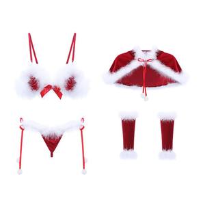 جنسي الملابس الداخلية تأثيري المخملية 3 مجموعة عيد الميلاد الملابس الداخلية النساء - Product Image 4