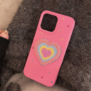 สร้อยข้อมือรูปหัวใจหลากสีสไตล์คู่เหมาะสำหรับ IPhone17เคสโทรศัพท์16นิ้วแบบนิ่ม15 <span class=keywords><strong>Max13</strong></span>ผ้าเย็บปักถักร้อย14นิ้ว - Product Image 4