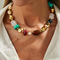 Collier bohème coloré en résine perlée, chaîne de cou superposée avec perles CCB irrégulières, bijoux de mode pour femme, vente en gros, style cadeau quotidien