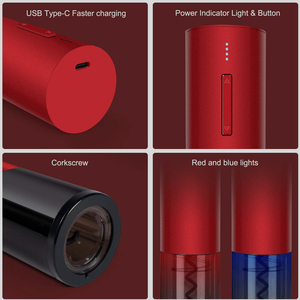 New USB Rechargeable Stainless Steel Red <b>Wine</b> Opener Customize Bottle Shaped Automatic Corkscrew Eco-Friendly Portable - Product Image 6