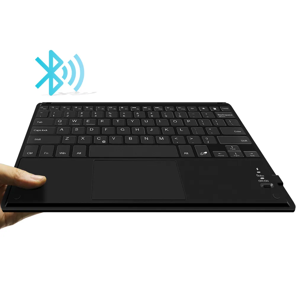 U & ltra-teclado y ratón inalámbricos de diente azul, con panel táctil y almohadilla de número para Monitor I & pad Tablet android smartphone PC