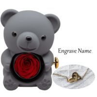 Boîte à bijoux en plastique rouge classique en forme d'ours rotatif, personnalisée avec impression offset et gravure en forme de cœur pour la Saint-Valentin