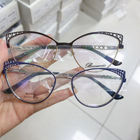 Monturas de Gafas de Metal Inoxidable Redondas con Forma de Gato y Logotipo Personalizado, Monturas Ópticas Personalizadas al por Mayor, Diseño de Monturas de Gafas