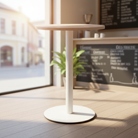 Table haute ronde contemporaine en bois avec structure en aluminium – Écologique, durable, facile à nettoyer pour la maison, les bars, les centres commerciaux et les hôtels