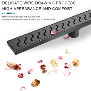 Grille de Drain de Douche Rectangulaire Linéaire Moderne de 24 Pouces, Brossée, Anti-Corrosion, Écologique, Motif de Trou Carré - Product Image 2