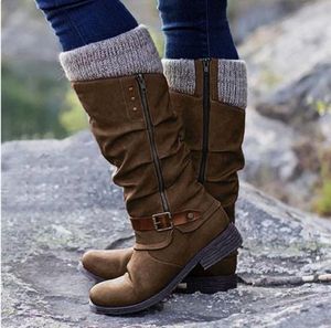 Bottines en cuir de veau pour femmes, taille plus, automne et hiver, style européen et américain - Product Image 5