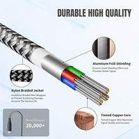 Kabel Data USB Type-C Berlapis Nilon 60W Pengisian Cepat 3A Tembaga Berlapis Timah untuk Mobil Android