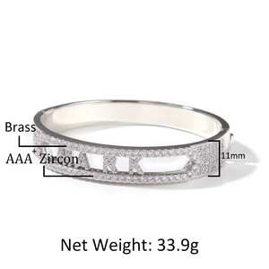 Lettre de nom personnalisée précipitée 26 Bracelet en or initial pavé Bling zircon cubique bricolage lettre mobile Bracelet Hip hop <span class=keywords><strong>bijoux</strong></span> pour femmes - Product Image 3