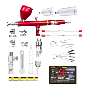 Ensemble d'aérographes avec buses de 0,2 à 0,5 mm, alimentation par gravité, double action, pression réglable, pour art, maquillage, artisanat du cuir, retouche et peinture - Product Image 2