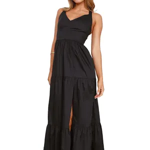 Black Slip Dress 2024 New Spring Waist Slimming Ins Dress Long Skirt