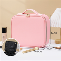Trousse de maquillage la plus vendue avec entrée de miroir lux et LED sophistiquée Boîte de maquillage cosmétique de grande capacité Étui pour rouge à lèvres avec miroir