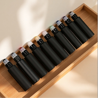 Flacon compte-gouttes roll-on noir mat 10 ml (0,3 oz) avec bille en jade naturel pour huile de massage des yeux, crème, sérum, huile essentielle