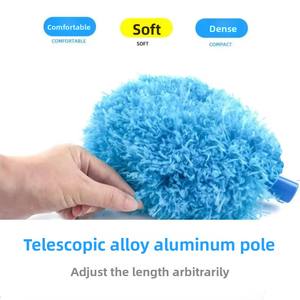 Spazzola per spolverare elettrostatica in microfibra per uso domestico retrattile con testa a forma di piuma circolare per la pulizia del ventilatore da soffitto - Product Image 3